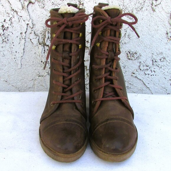 Aldo brown leather platform ankle boots 38 - Picture 2 of 7